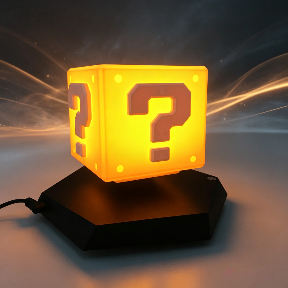 New Design Table Decor Magnetic Levitation Question Mark Block Lamp Warn LED Light Floating Box Light For Kids' Gift