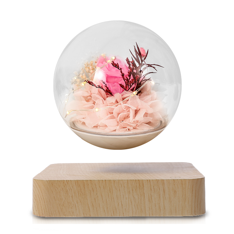 HCNT Magnetic levitating floating a Transparent Flower Ball LED Lights Create Romantic Gifts for Loved on Valentine's Day