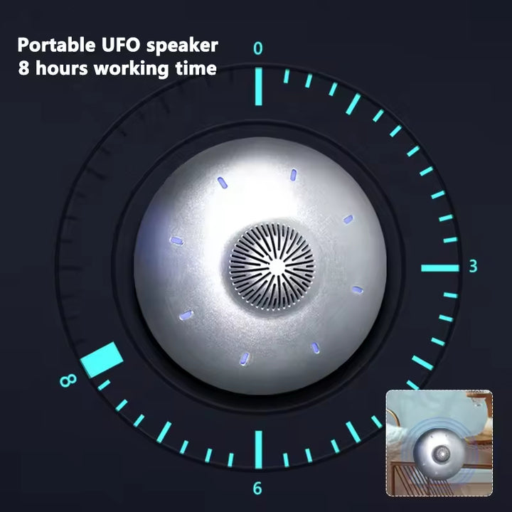 New UFO Lossless Stereo Wireless Woofer LED Light Floating Magnetic Levitating Suspension 360 Degrees Rotation Music Speaker