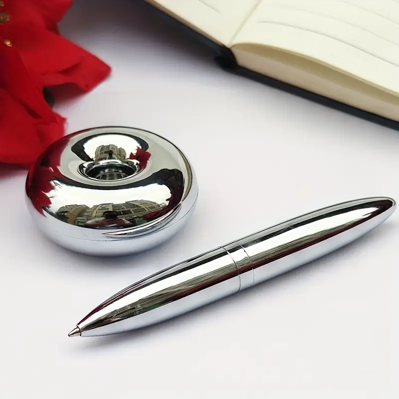1 Set Desktop Creative Magnetic Levitation Round Ballpoint Pen ,Metal Round Ballpoint Pen, Magnetic Metal Pen