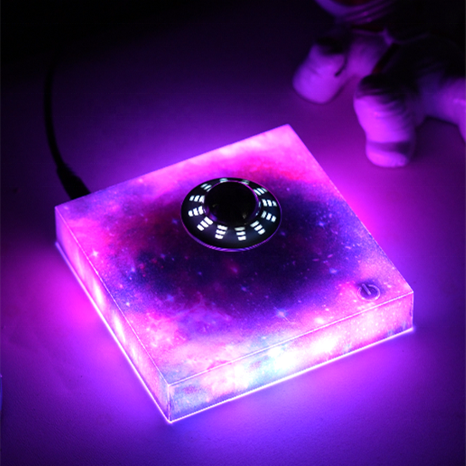 Levitating Floating UFO Lamp Lights, Unique Toy Gift for Desk,Rotating Illuminated UFO, RGB Galaxy Base, Touch Control