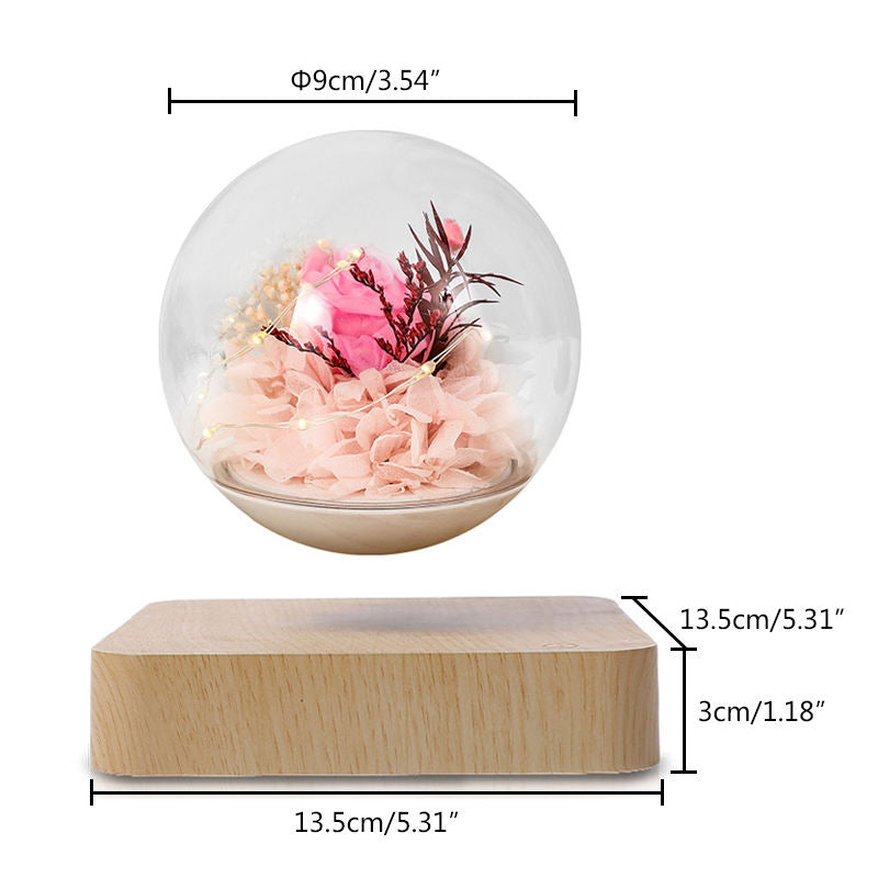 HCNT Magnetic levitating floating a Transparent Flower Ball LED Lights Create Romantic Gifts for Loved on Valentine's Day