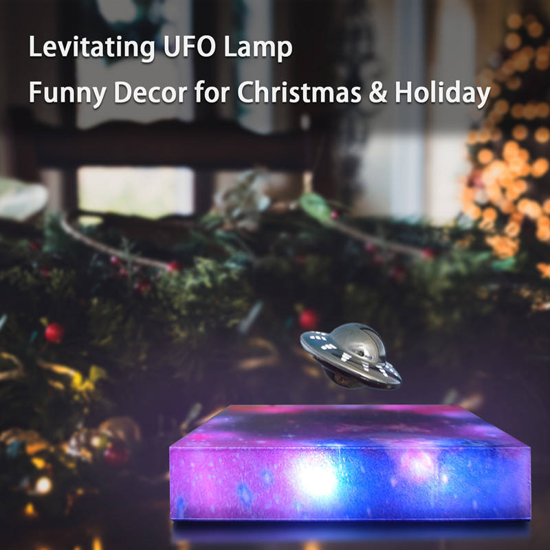 Levitating Floating UFO Lamp Lights, Unique Toy Gift for Desk,Rotating Illuminated UFO, RGB Galaxy Base, Touch Control