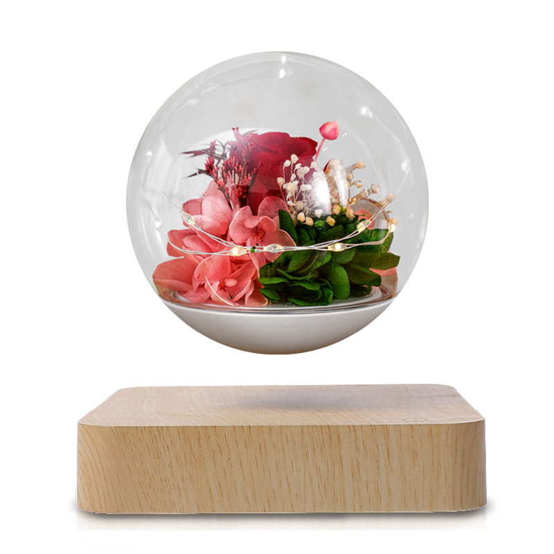 HCNT Magnetic levitating floating a Transparent Flower Ball LED Lights Create Romantic Gifts for Loved on Valentine's Day