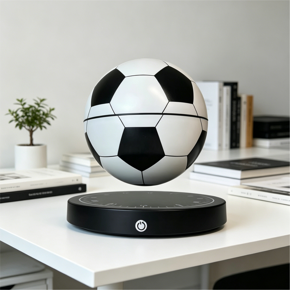 Floating LED Football Decoration 6-inch Magnetic Levitation Plug-In Warm White Light Luxury Home Bedroom Night Light
