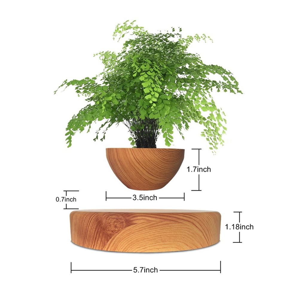 Magnetic Levitation Electric Powered Wooden Bonsai Floating Flower Pot 12-15mm Levitation Creative Modern 15V 1A Certified