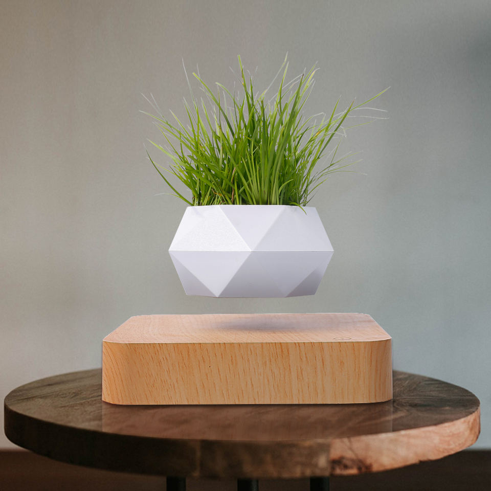 HCNT Eco-Friendly Magnetic Levitating Square Base Floating Plant Pot Art Deco Design for Home Decoration Baptism Diwali Business