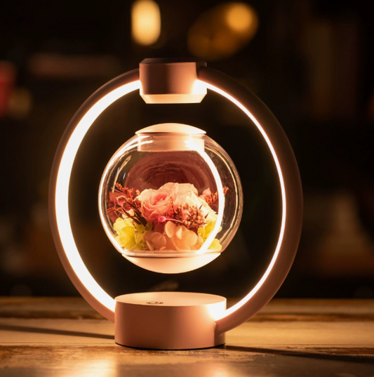 TSINYE Trendy Magnetic Levitation Floating Dried Flower with Permanent Light Ornament for Christmas and Festive Gatherings