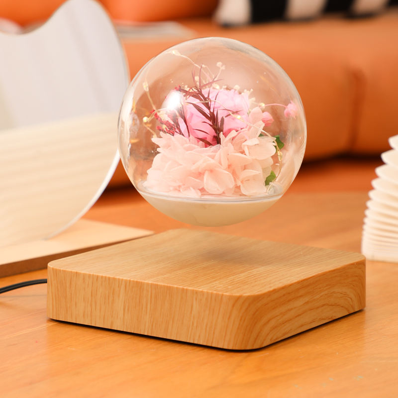 HCNT Magnetic levitating floating a Transparent Flower Ball LED Lights Create Romantic Gifts for Loved on Valentine's Day
