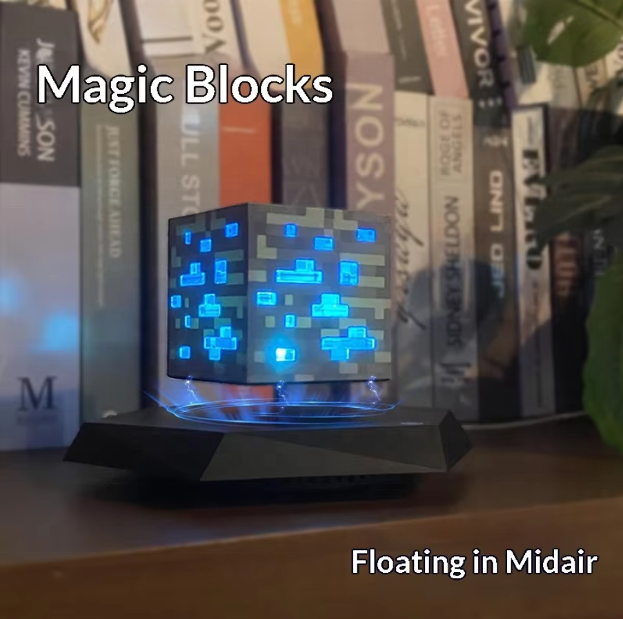Magnetic Levitation Pixelated Ore Block Lamp Color Changing LED Night Light for Bedroom