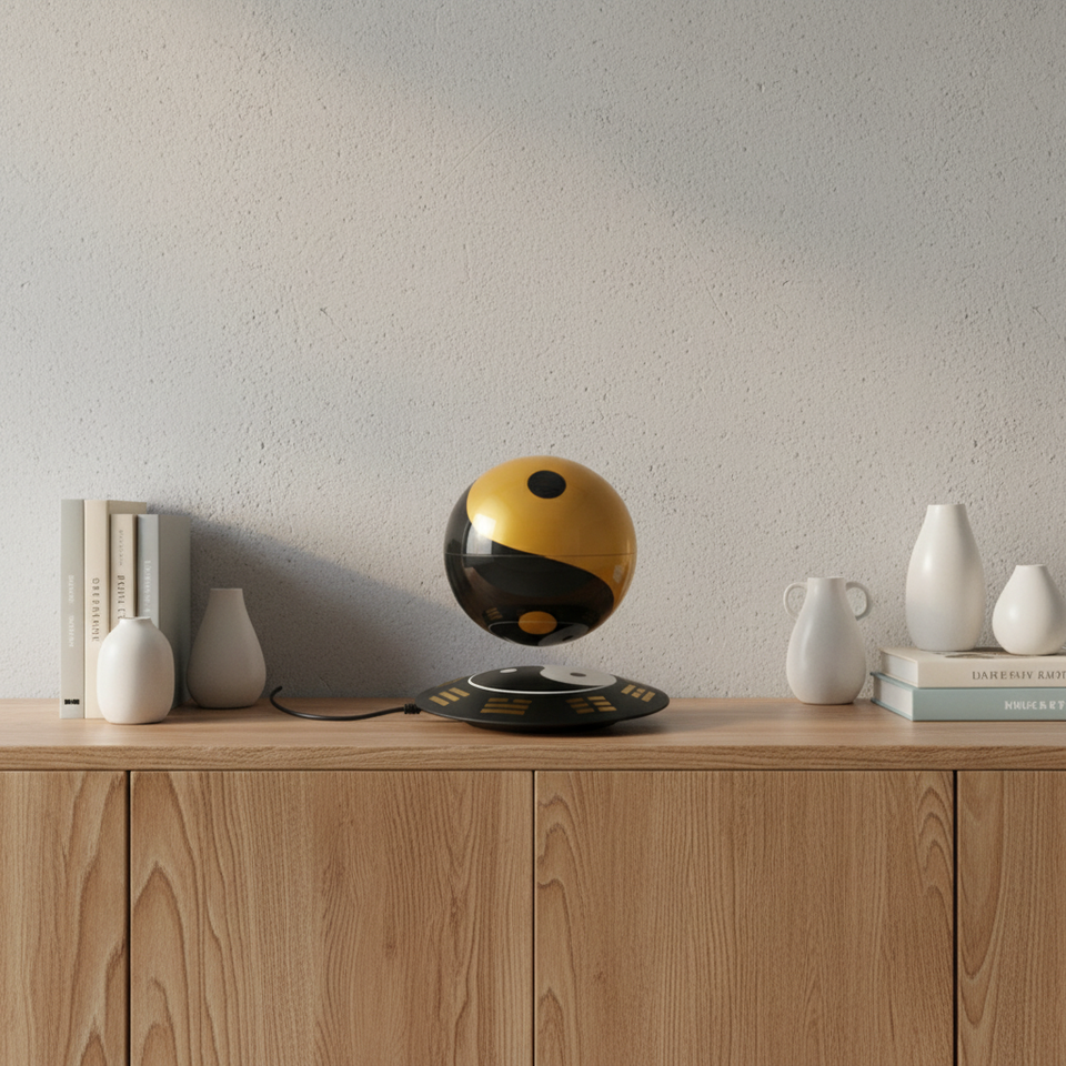Tai Chi Bagua Ornament Rotating Sphere Living Room Office Desk Attracting Wealth Fortune Home Decor Magnetic Levitation New