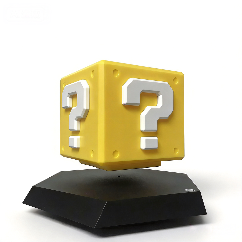 New Design Table Decor Magnetic Levitation Question Mark Block Lamp Warn LED Light  Floating Box Light For Kids' Gift