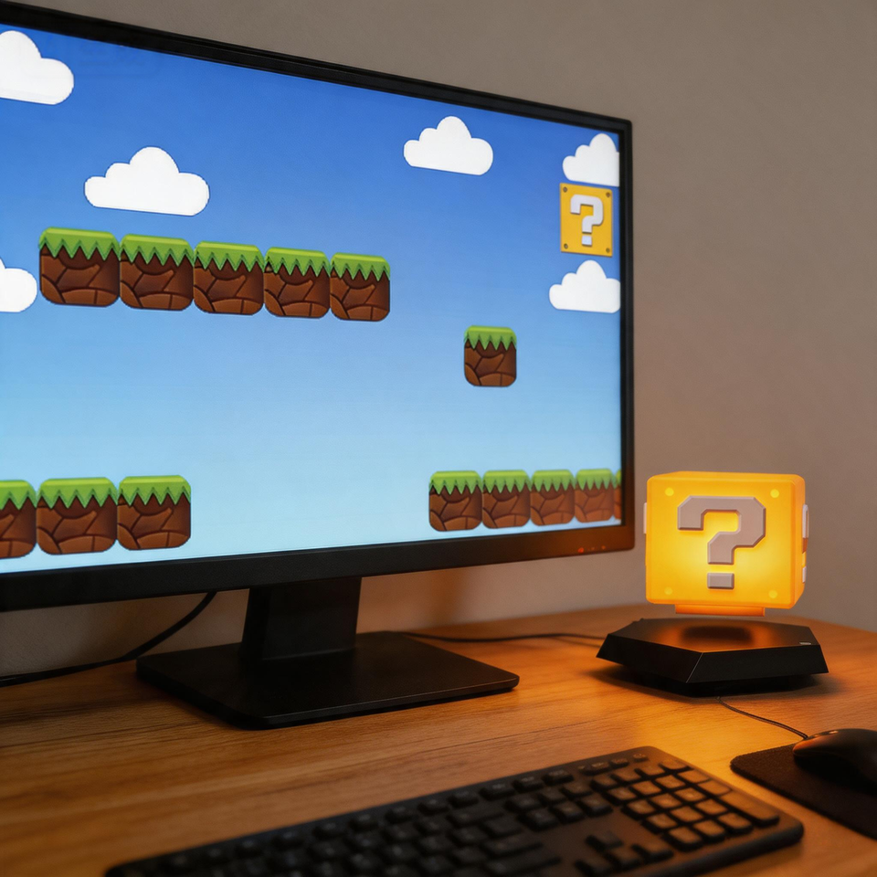 New Design Table Decor Magnetic Levitation Question Mark Block Lamp Warn LED Light  Floating Box Light For Kids' Gift