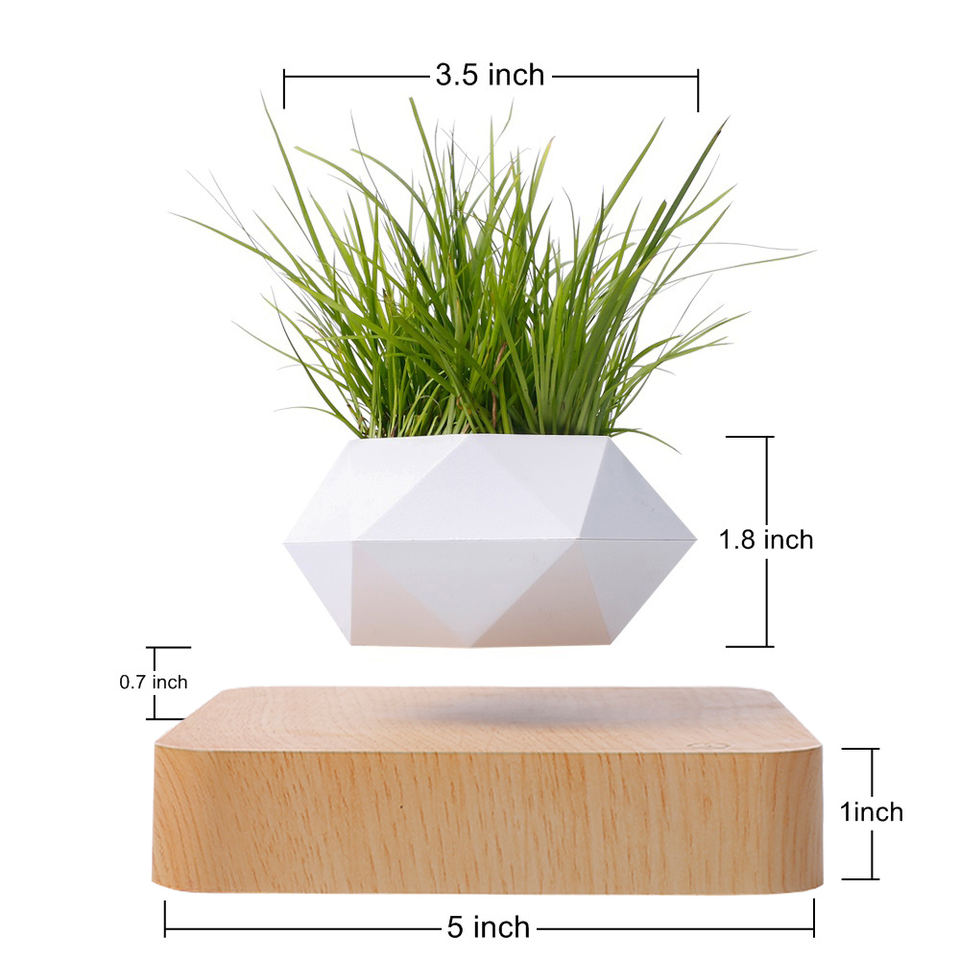 HCNT Eco-Friendly Magnetic Levitating Square Base Floating Plant Pot Art Deco Design for Home Decoration Baptism Diwali Business