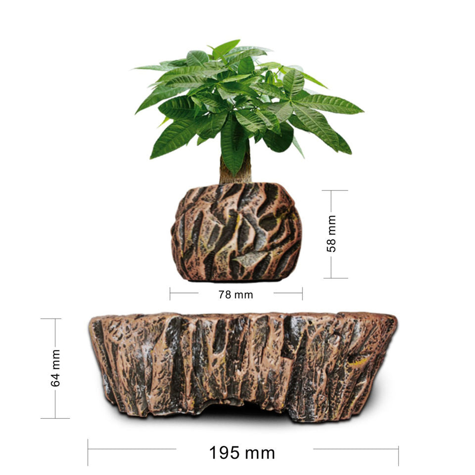 HCNT Electric Magnetic Levitation Floating Resin Bonsai Vertical Tall Garden Home Outdoor Decor Nursery Pots 12-15mm Gap Novelty