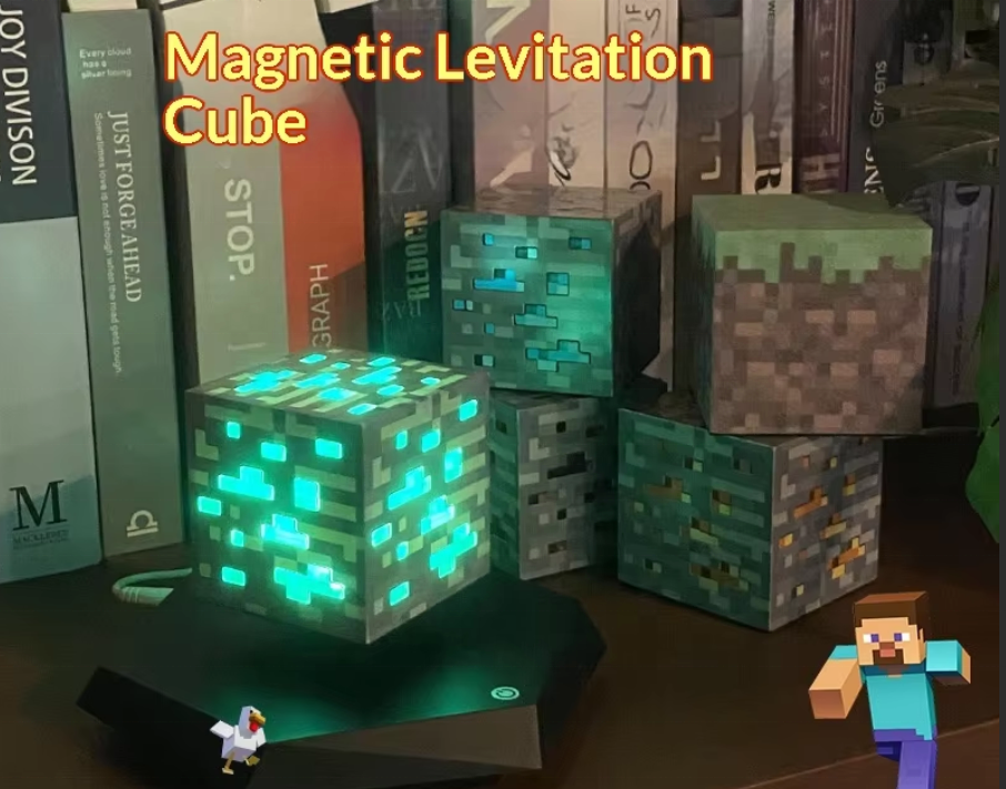 Magnetic Levitation Pixelated Ore Block Lamp Color Changing LED Night Light for Bedroom