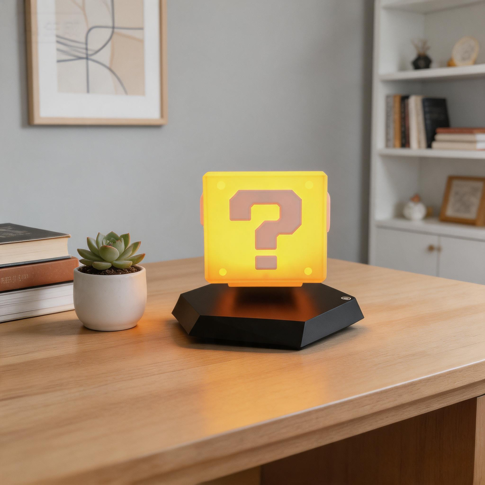 New Design Table Decor Magnetic Levitation Question Mark Block Lamp Warn LED Light  Floating Box Light For Kids' Gift