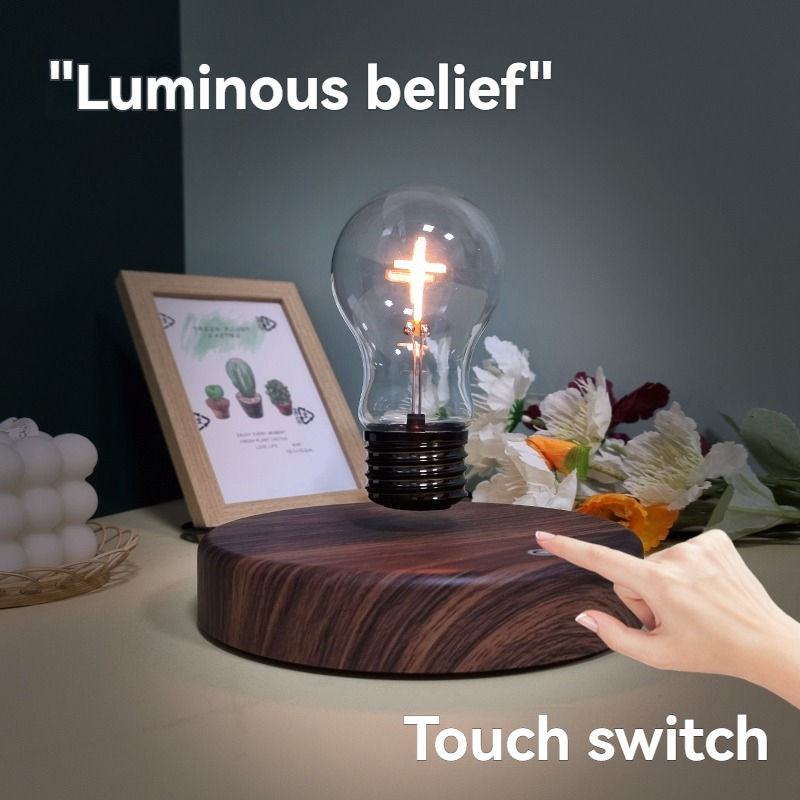 Modern Cross-Shape ABS Magnetic Levitating Floating Night Light Bulb Hot Selling Home Use Plug-In Power Supply Factory Price