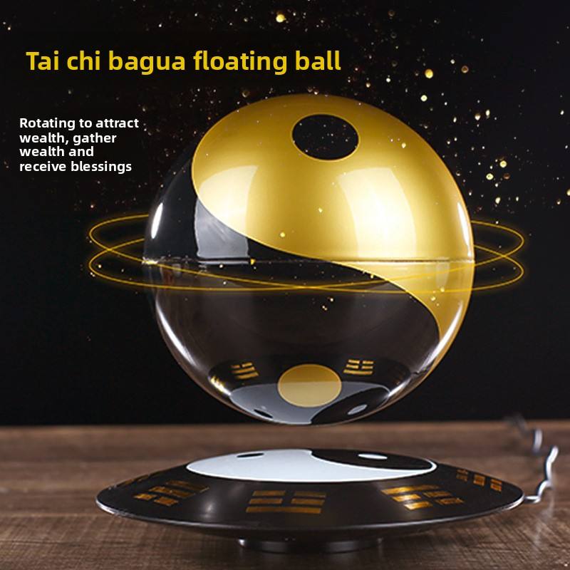 Tai Chi Bagua Ornament Rotating Sphere Living Room Office Desk Attracting Wealth Fortune Home Decor Magnetic Levitation New