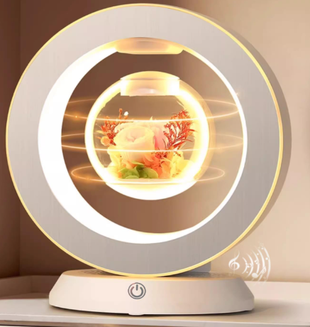 TSINYE Trendy Magnetic Levitation Floating Dried Flower with Permanent Light Ornament for Christmas and Festive Gatherings