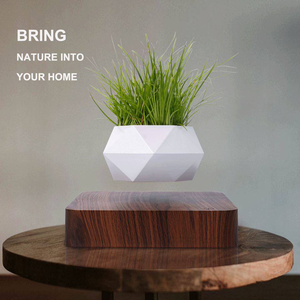 HCNT Eco-Friendly Magnetic Levitating Square Base Floating Plant Pot Art Deco Design for Home Decoration Baptism Diwali Business