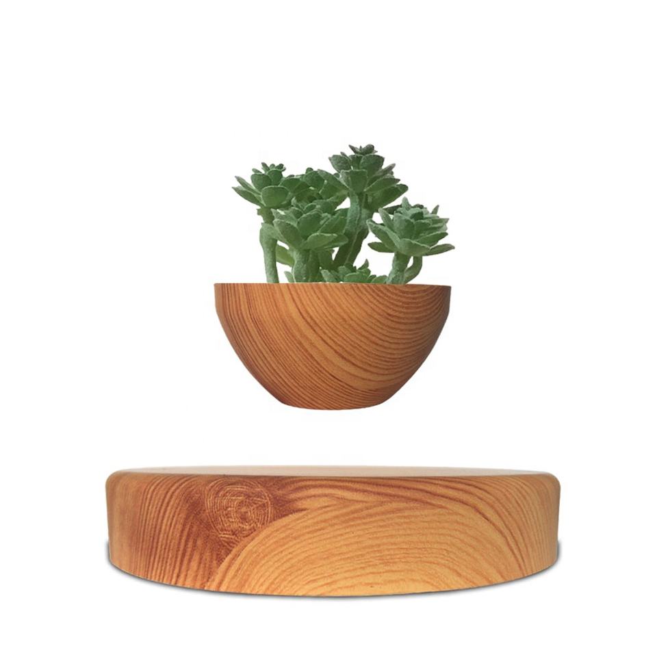 Magnetic Levitation Electric Powered Wooden Bonsai Floating Flower Pot 12-15mm Levitation Creative Modern 15V 1A Certified