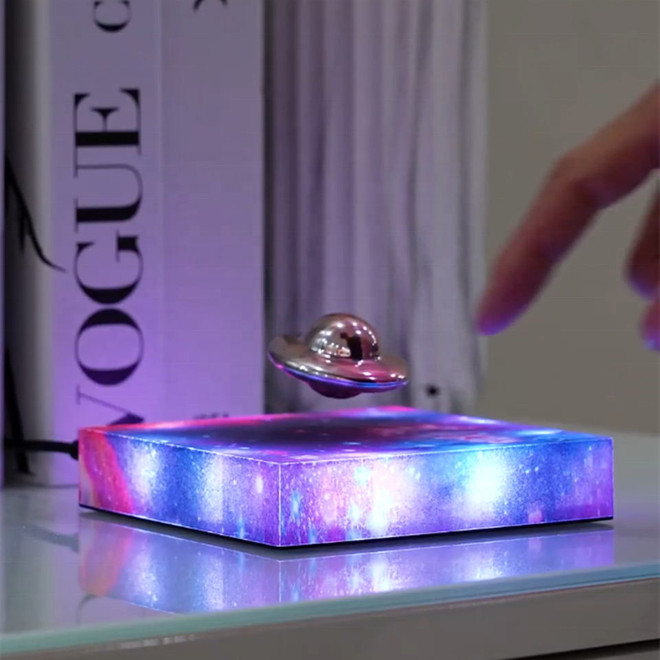 Levitating Floating UFO Lamp Lights, Unique Toy Gift for Desk,Rotating Illuminated UFO, RGB Galaxy Base, Touch Control