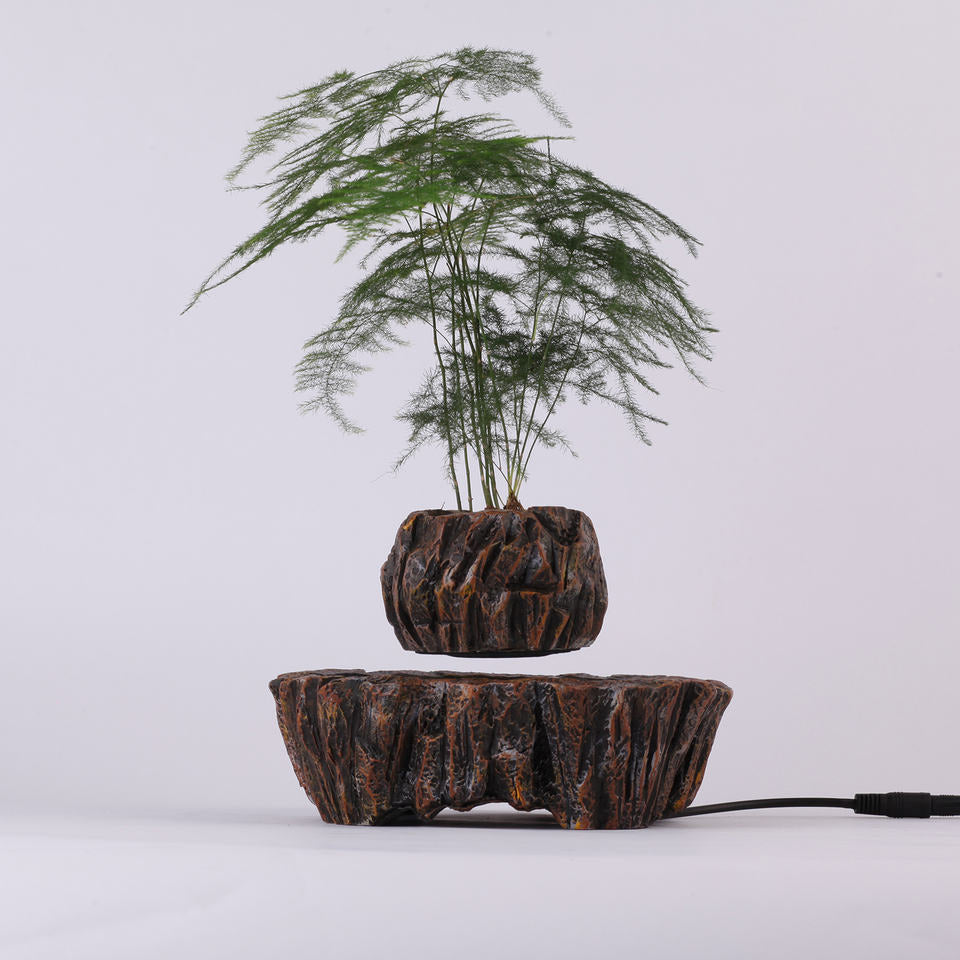 HCNT Electric Magnetic Levitation Floating Resin Bonsai Vertical Tall Garden Home Outdoor Decor Nursery Pots 12-15mm Gap Novelty