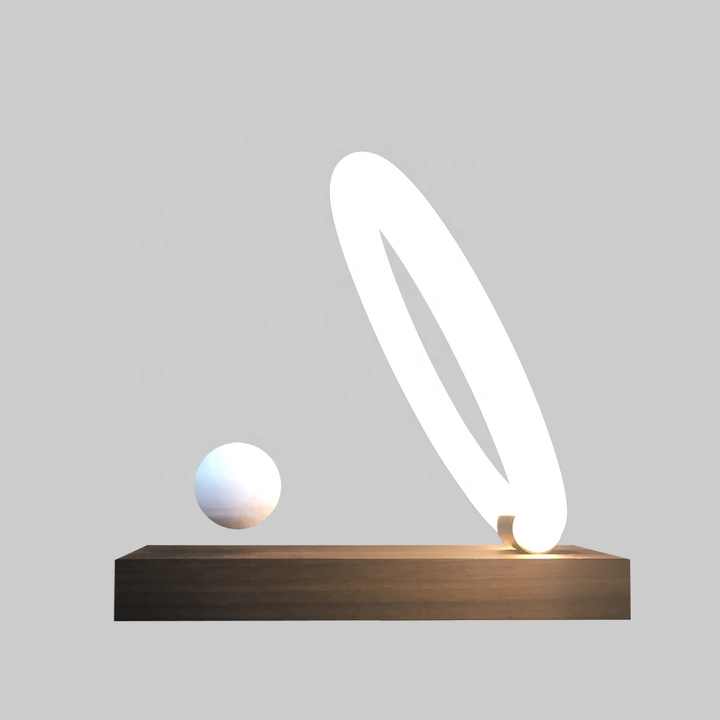 HCNT Mid Century Antique Small Cherry Rustic Lamp Magnetic Levitation Led Turned White Natural Dark Solid Wood Table Lamp Base