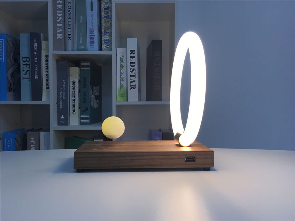 HCNT Mid Century Antique Small Cherry Rustic Lamp Magnetic Levitation Led Turned White Natural Dark Solid Wood Table Lamp Base
