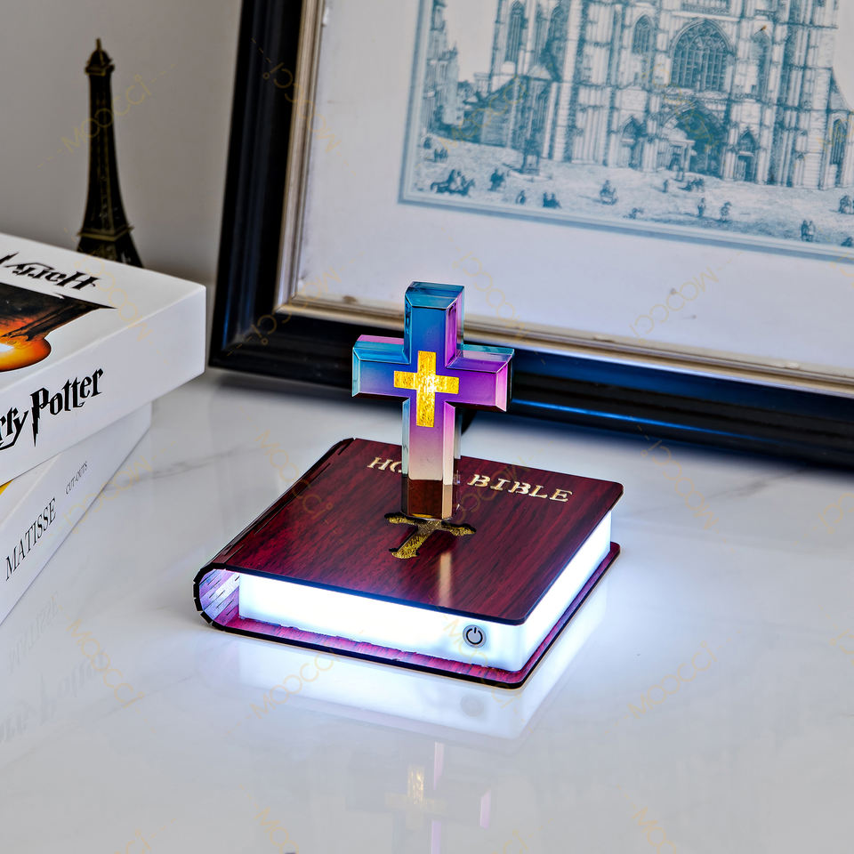 Original Manufacturer's Religious Gifts RGB Changing Color Magnetic Levitating Floating Cross for Home Easter Holiday Supplies