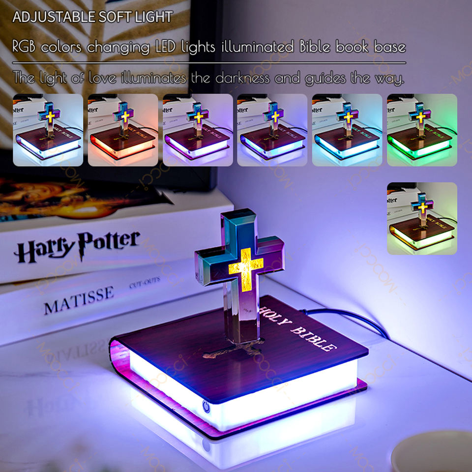 Original Manufacturer's Religious Gifts RGB Changing Color Magnetic Levitating Floating Cross for Home Easter Holiday Supplies